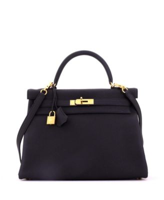 Kelly 32 Handbag Black Togo with Gold Hardware