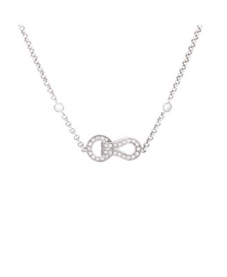  Agrafe Chain Pendant Necklace 18K White Gold with Diamonds, 16"