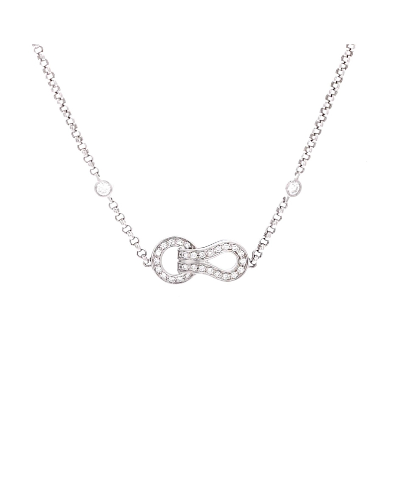 Pre-Owned Cartier Agrafe Chain Pendant Necklace 18K White Gold with Diamonds, 16