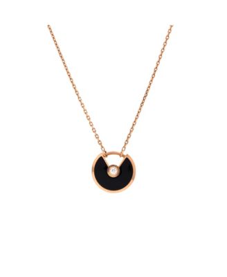  XS Amulette de Cartier Pendant Necklace 18K Rose Gold with Onyx and Diamond, 16.25"