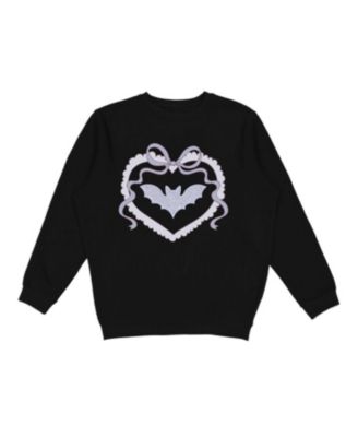 Girls' Rhinestone Bat Patch Halloween Sweatshirt - Big Kid