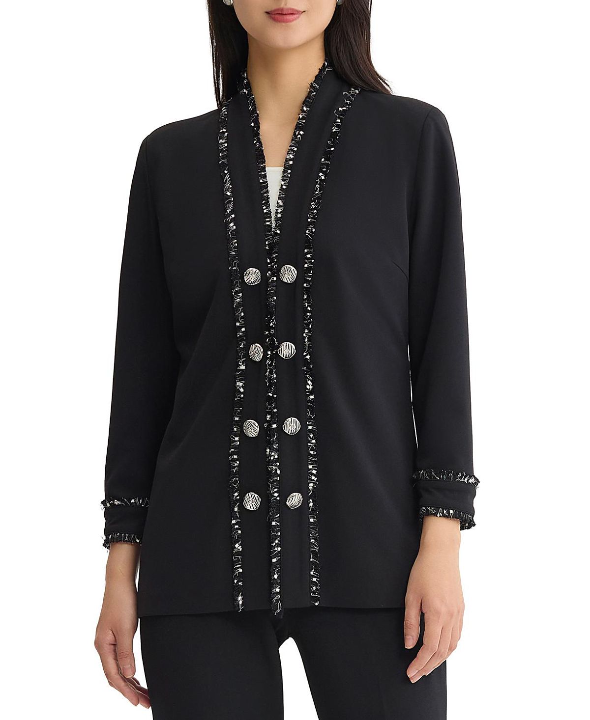Ming Wang Plus Stretch Deco Crepe Eyelash Jacket
