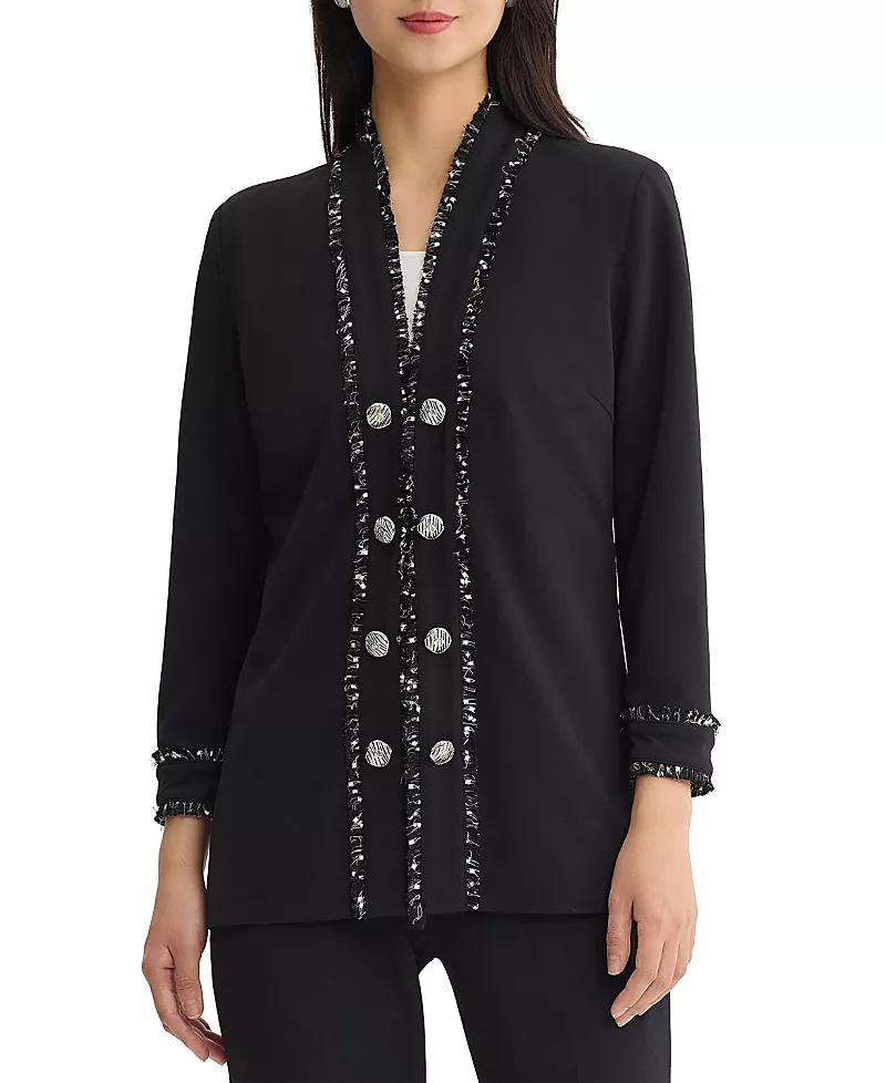 Ming Wang Plus Stretch Deco Crepe Eyelash Jacket