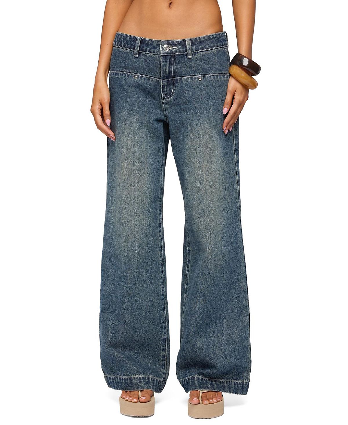 Edikted Wyn Studded Low Rise Baggy Jeans