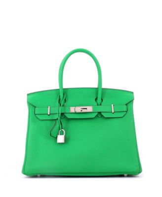 Birkin 30 Handbag Green Clemence with Palladium Hardware