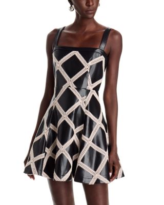 Cinq a Sept Jelena Crochet Trim Faux Leather Dress