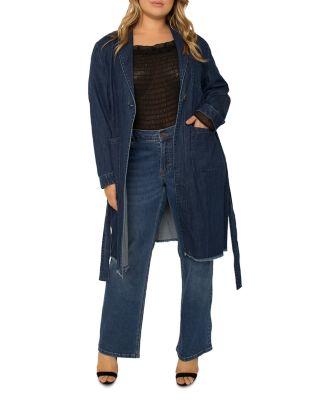 Natalie Denim Belted Trench Coat