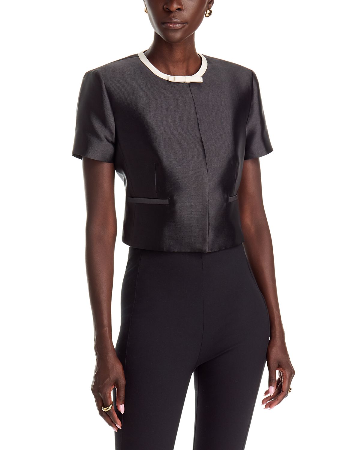 Simkhai Naelle Tipped Short Sleeve Top