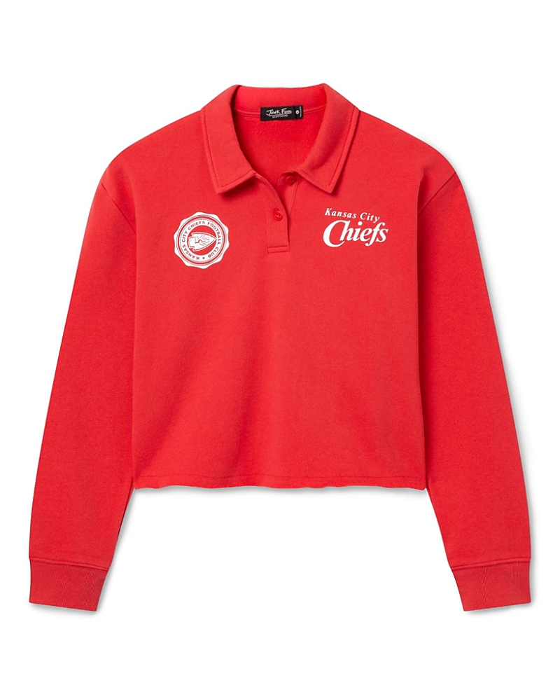 Junk Food Clothing Women's Kansas City Chiefs Polo Crop Fleece