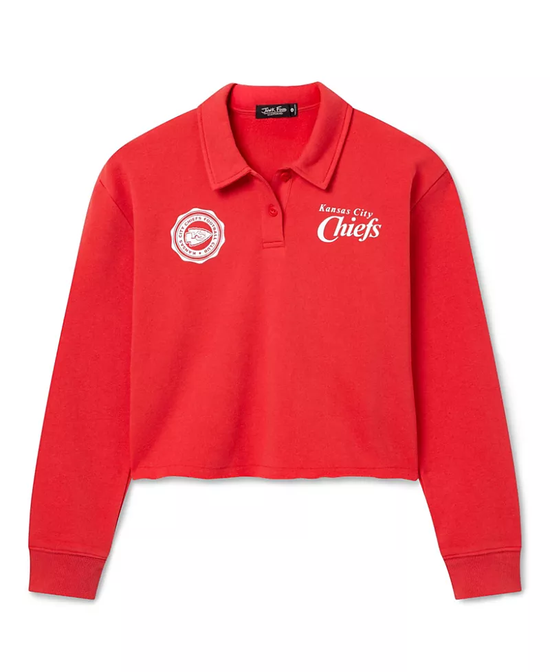 Junk Food Clothing Women's Kansas City Chiefs Polo Crop Fleece