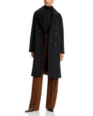 Relaxed Double Breasted Wool Blend Coat