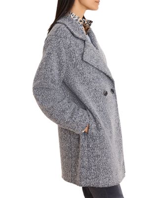 Notch Lapel Mixed Boucle Knit Peacoat - thumbnail 4