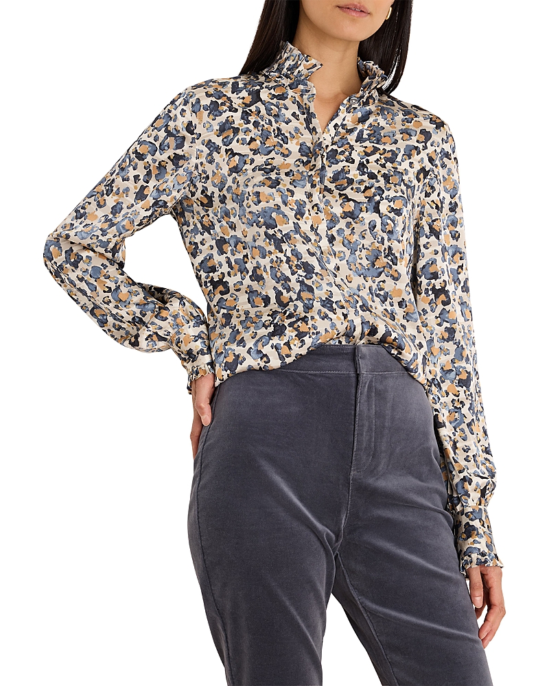 Nic+Zoe Gilded Flakes Ruffle Trim Shirt