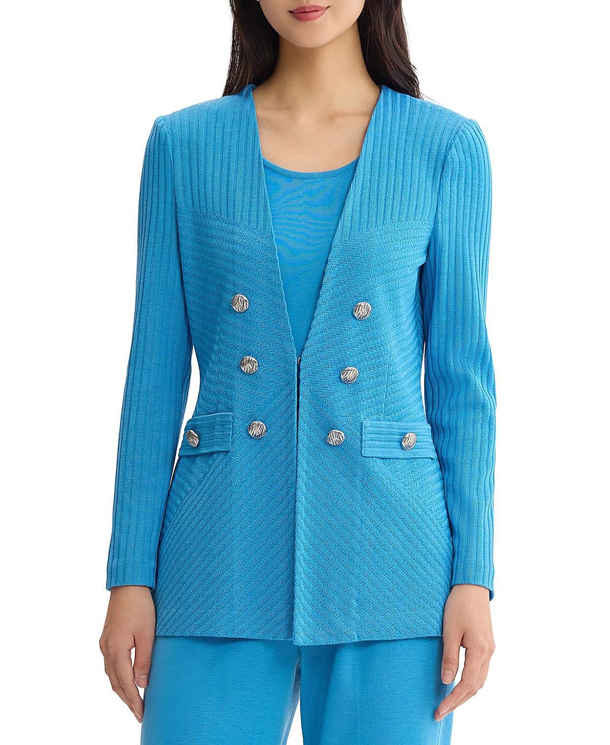 Ming Wang Plus Textural Tonal Knit Jacket