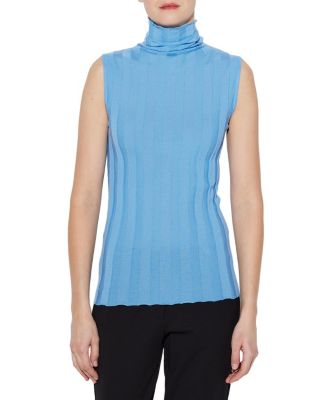  Romy Merino Wool Ribbed Sleeveless Turtleneck