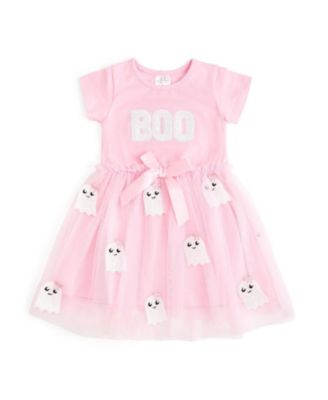 Girls' Boo Sequin Patch Halloween Short Sleeve Tutu Dress - Baby, Little Kid, Big Kid
