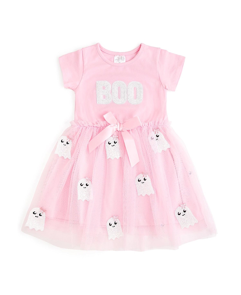 Sweet Wink Girls' Boo Sequin Patch Halloween Short Sleeve Tutu Dress - Baby, Little Kid, Big Kid