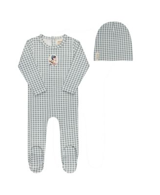  Unisex Gingham Owl Collection Footie + Beanie - Baby