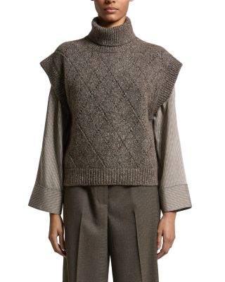 Micro Sequin Rib Knit Turtleneck Sweater
