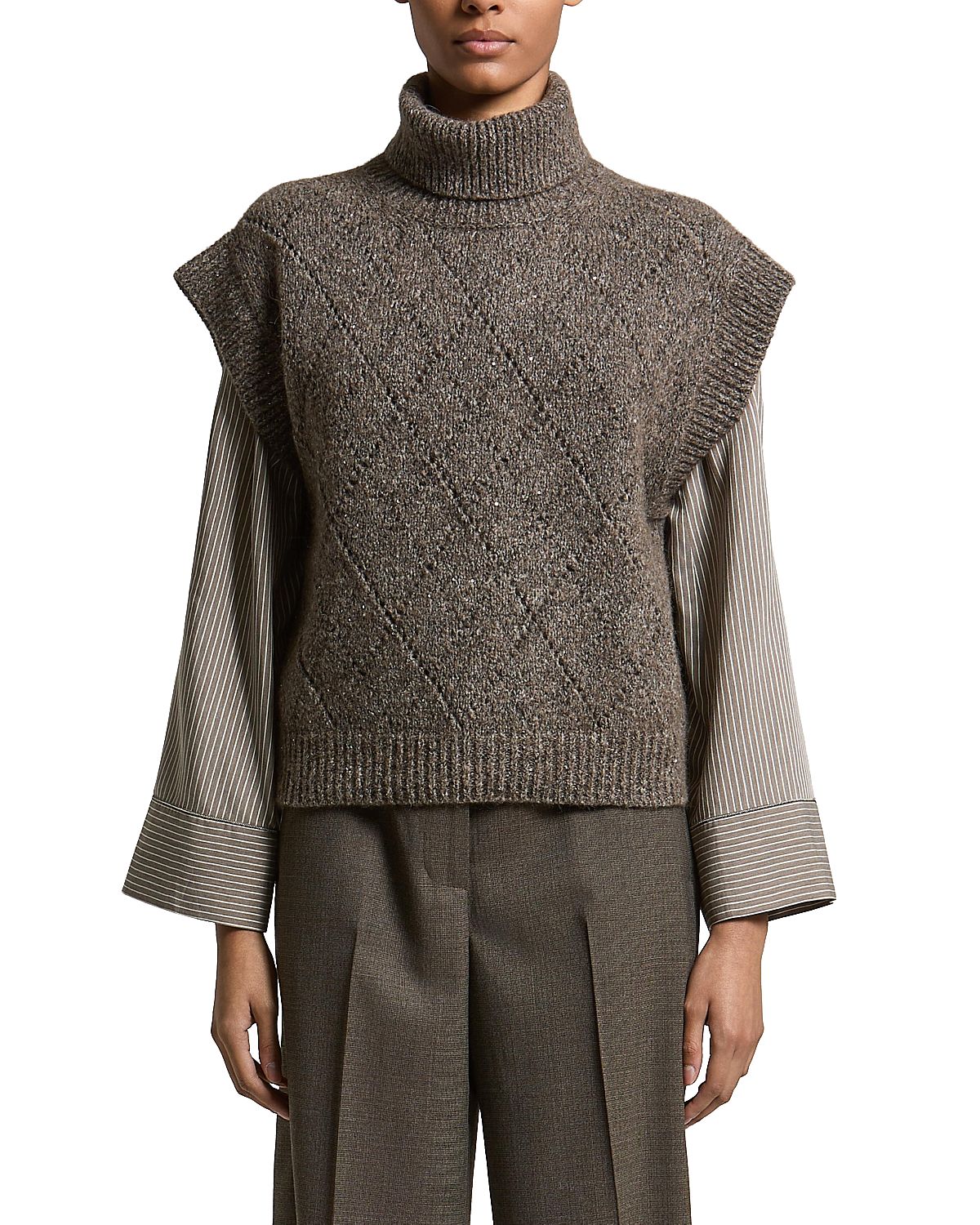 Peserico Micro Sequin Rib Knit Turtleneck Sweater