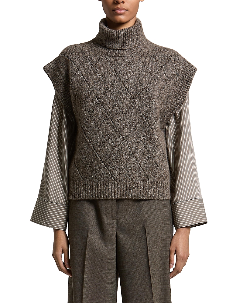 Peserico Micro Sequin Rib Knit Turtleneck Sweater