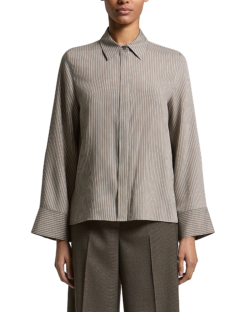 Peserico Printed Melange Leaf Collar Shirt
