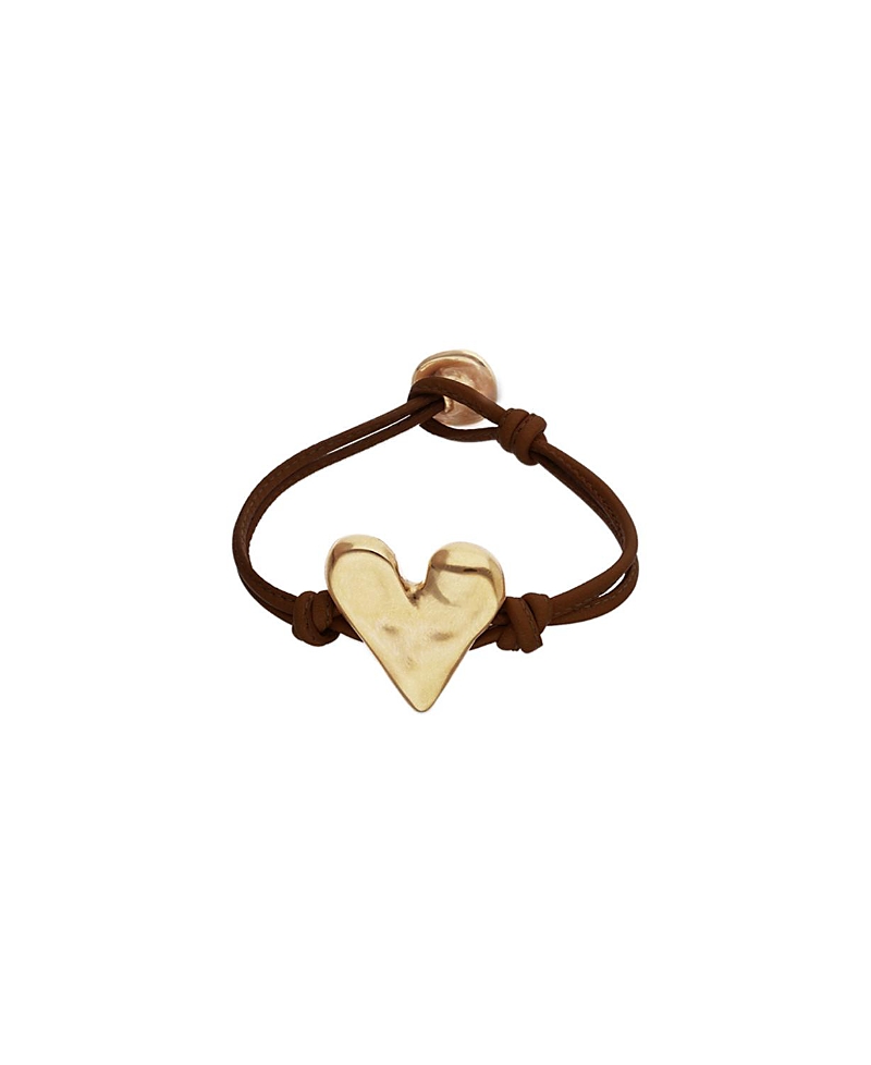 Unode50 Brown Leather Strap with Gold-Plated Heart Detail · M