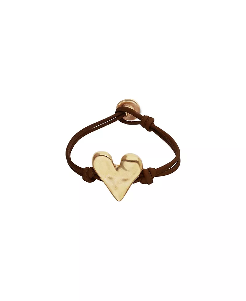 UNOde50 Brown Leather Strap with Gold-Plated Heart Detail