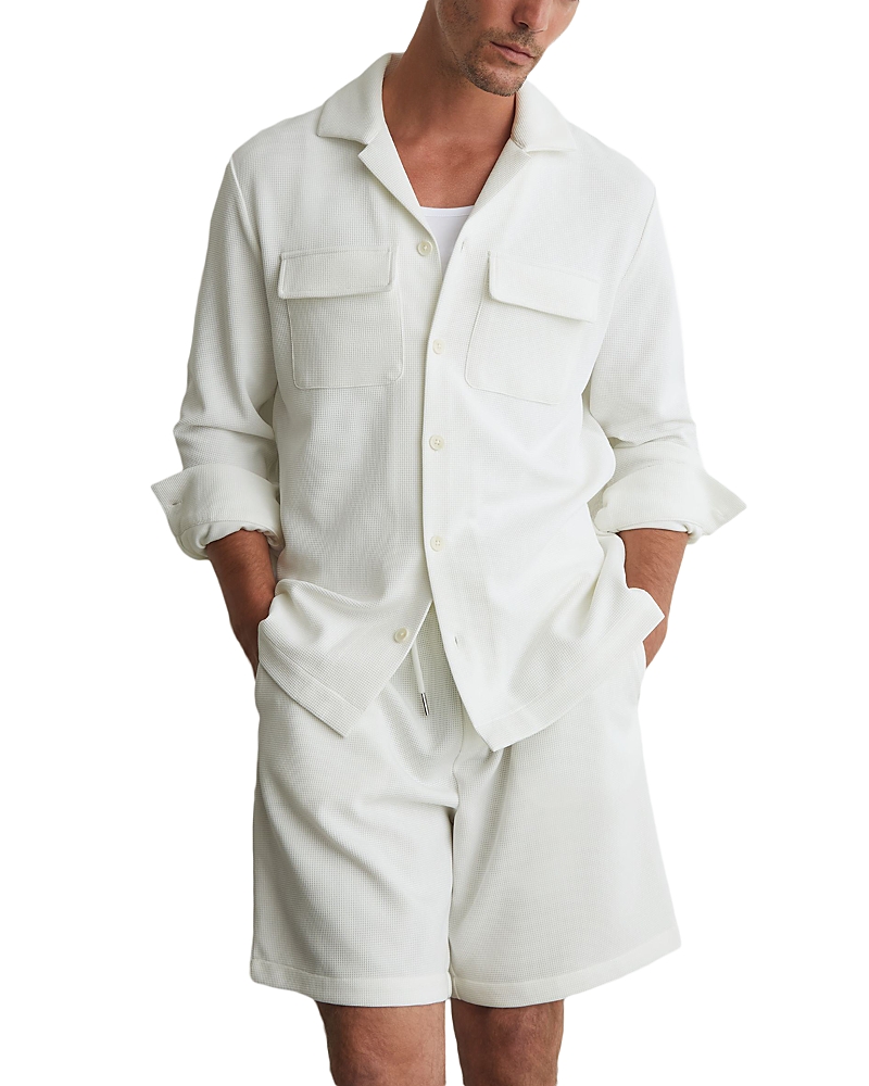 Reiss Vento Micro Waffle Texture Long Sleeve Shirt