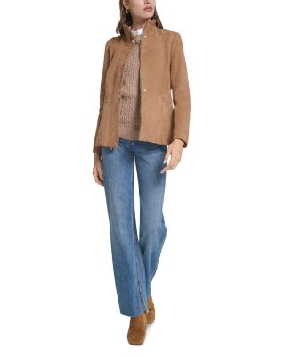 Cole Haan Stand Collar Suede Jacket