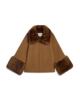 Judie Faux Fur Trim Wool Coat