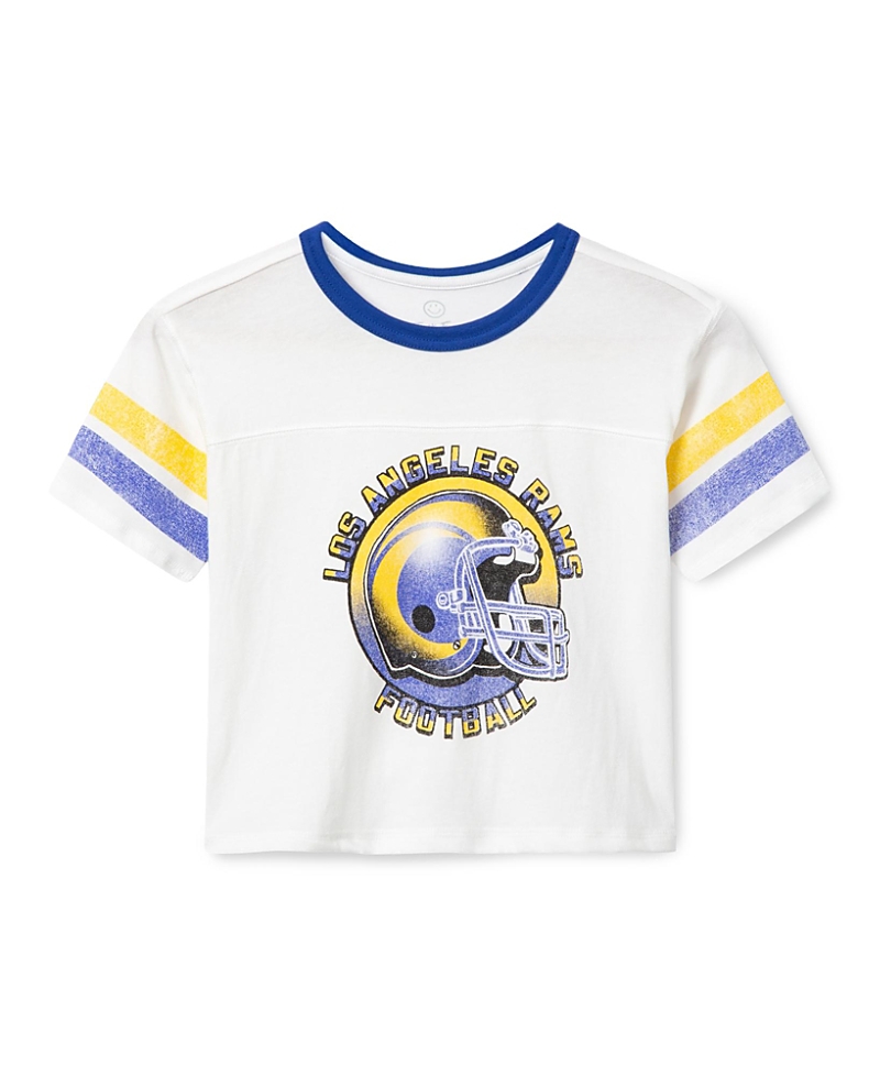 Junk Food Clothing Unisex Kids Los Angeles Rams Striped Ringer Tee - Little Kid, Big Kid
