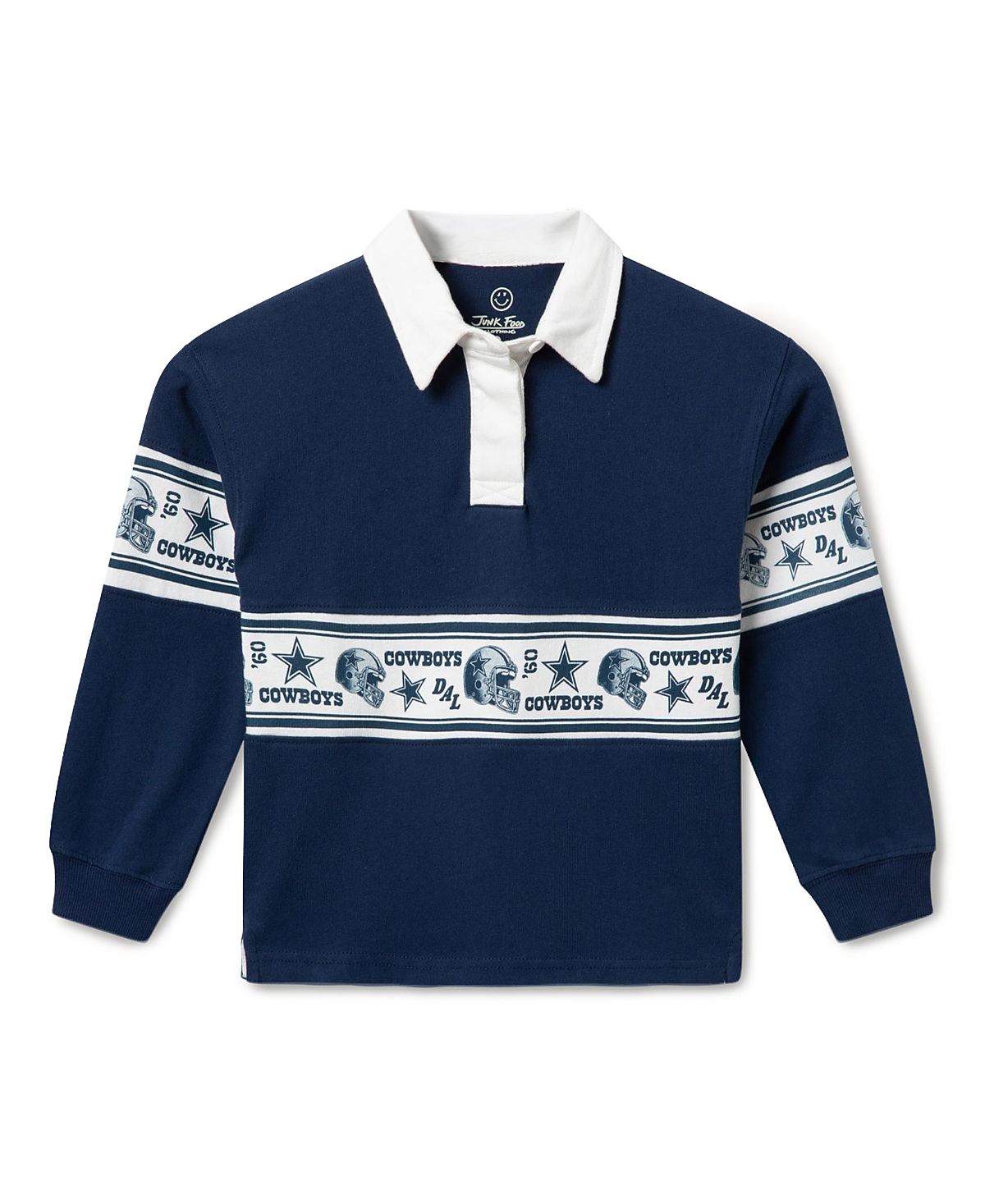 Junk Food Clothing Unisex Kids Dallas Cowboys Rugby Long Sleeve Polo - Little Kid, Big Kid