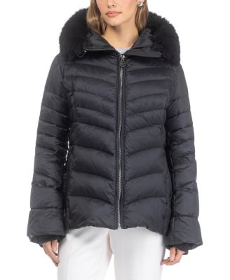 Gorski Apres-Ski Chevron Jacket with Detachable Toscana Lamb Hood Trim