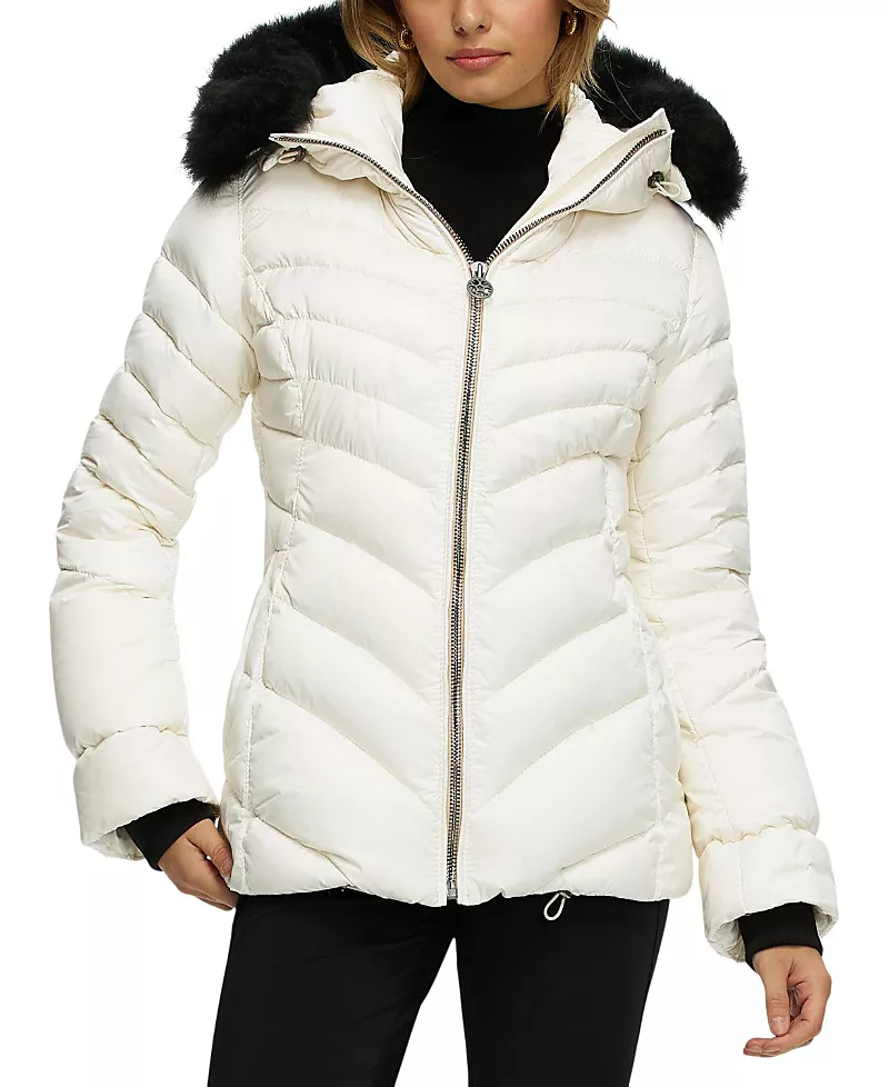 Gorski Apres-Ski Chevron Jacket with Detachable Toscana Lamb Hood Trim