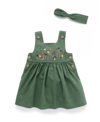 Purebaby Girls' Corduroy Pinnie & Headband Set - Baby, Little Kids