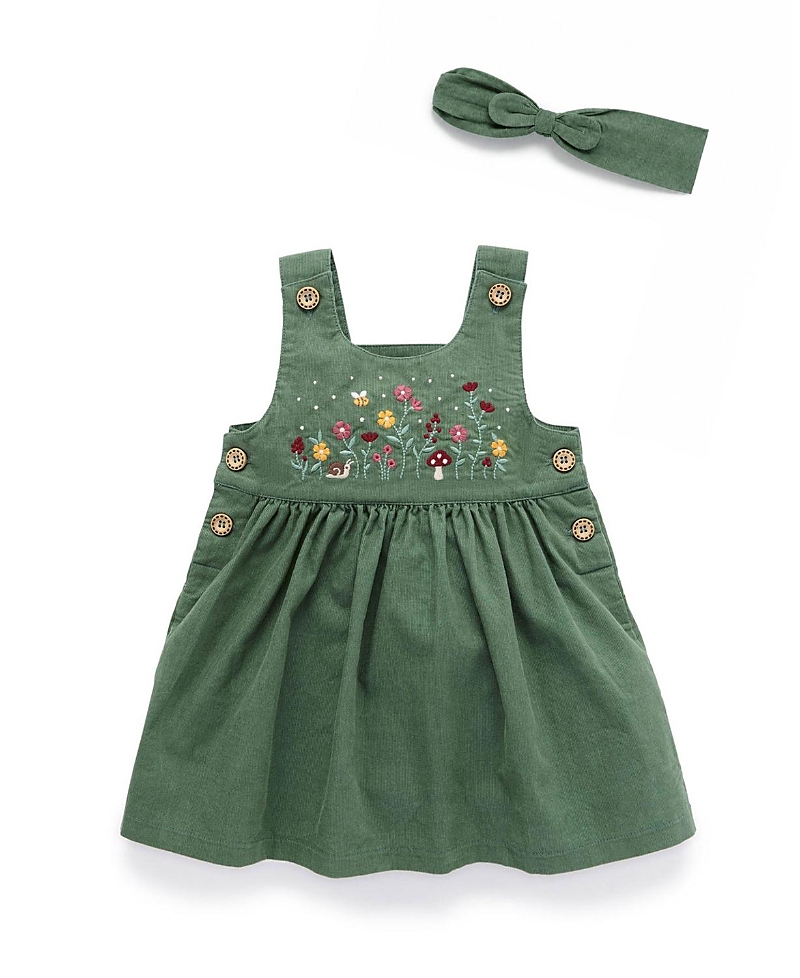 Purebaby Girls' Corduroy Pinnie & Headband Set - Baby, Little Kids