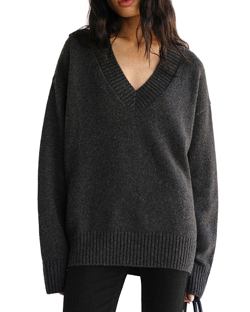 Reformation Jadey Cashmere & Wool Oversized V-Neck Sweater