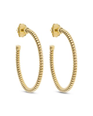 18K Yellow Gold Via Bagutta Medium Tubogas Hoop Earrings