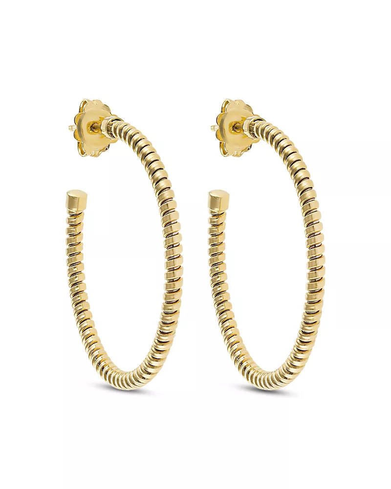 Alberto Milani 18K Yellow Gold Via Bagutta Medium Tubogas Hoop Earrings