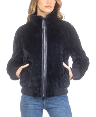  Reversible Select Grooved Shearling Lamb Insignia Bomber Jacket