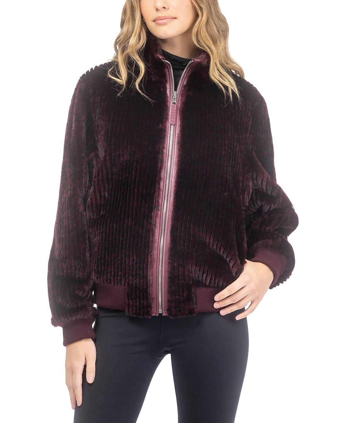 Gorski Reversible Select Grooved Shearling Lamb Insignia Bomber Jacket