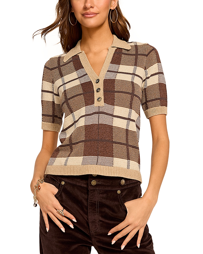 Ramy Brook Melanie Short Sleeve Polo Sweater