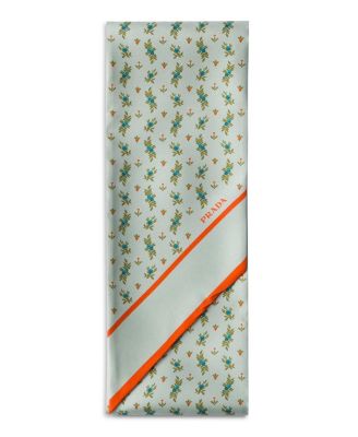  Printed Silk Twill Skinny Scarf