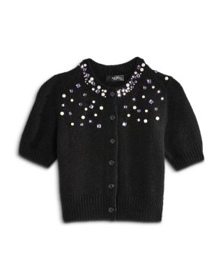 Girls' Embellished Eyelash Cardigan, Big Kid - Exclusive 