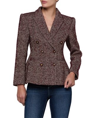 Karima Tweed Double Breasted Cinched Waist Blazer