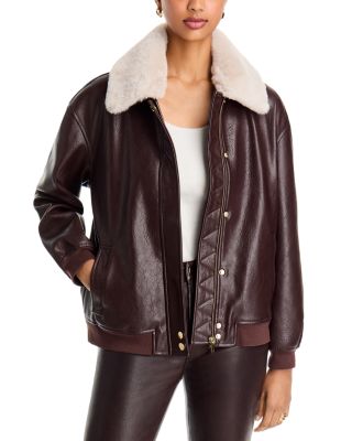 Allison Faux Fur Faux Leather Bomber Jacket