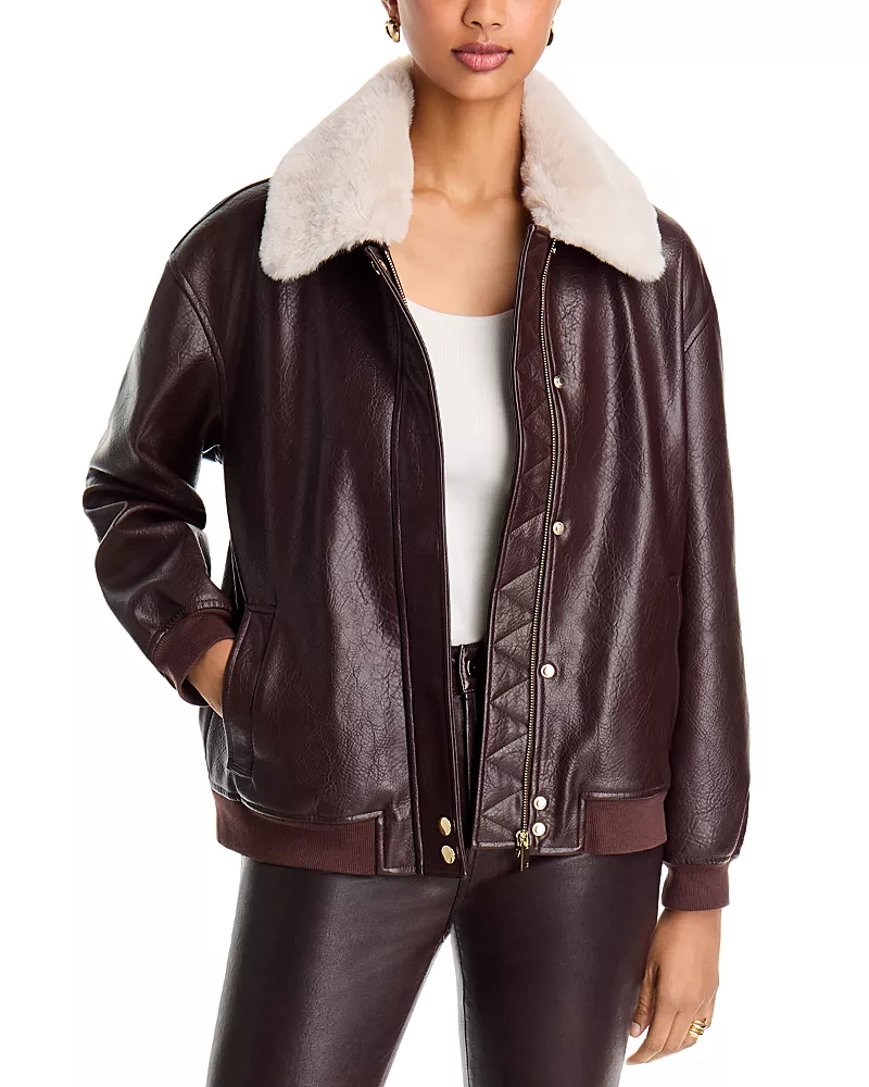 Generation Love Allison Faux Fur Faux Leather Bomber Jacket