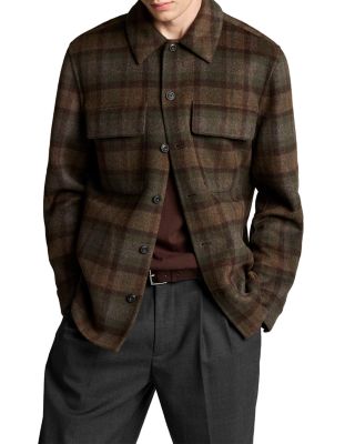 Night Leaf Wool Blend Splittable Plaid Shirt Jacket