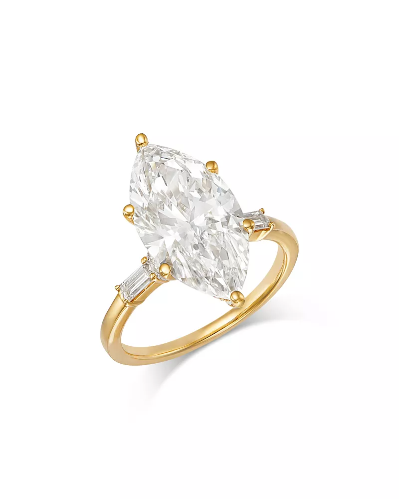 Bloomingdale's Fine Collection Luxe Collection Certified Lab Grown Diamond Marquise Engagement Ring in 18K Yellow Gold, 5.5 tcw